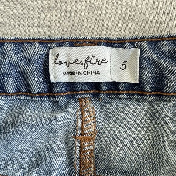 Love Fire Denim Cargo Skirt Size 5 Front Slit Pockets Blue Medium Wash Midi Maxi - Picture 6 of 8